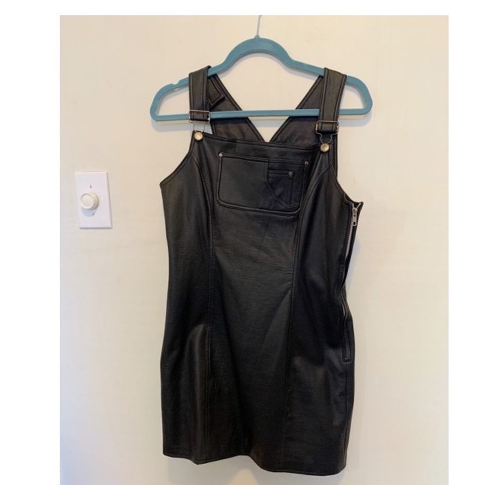 Real leather vintage overall jumper dress